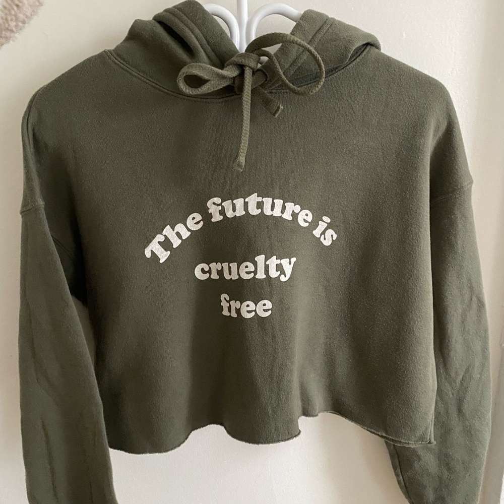 Vegan cruelty-free cropped hoodie